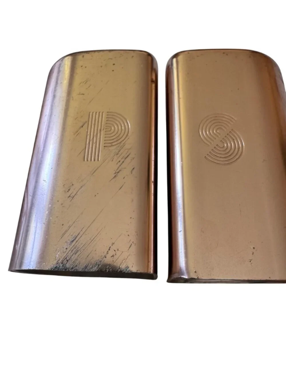 Vintage Copper Aluminum Salt & Pepper Shakers With Handles MCM Set of 2 Retro